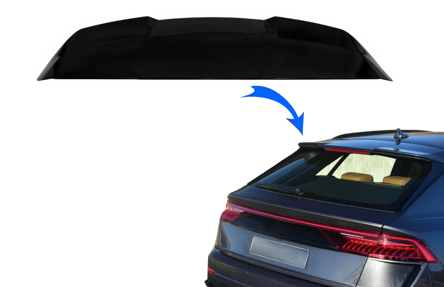Dachheckspoiler Passend Für Audi Q8 SUV (2018) RS Design Piano Schwarz KITT