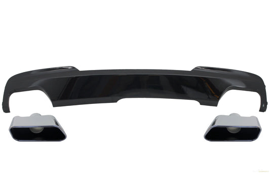 Doppelauslass Luftdiffusor Brilliant Black Edition Mit Endschalldämpfer Sport M-Tech 550i Design Passend Für BMW F10 F11 (2011-2017) KITT