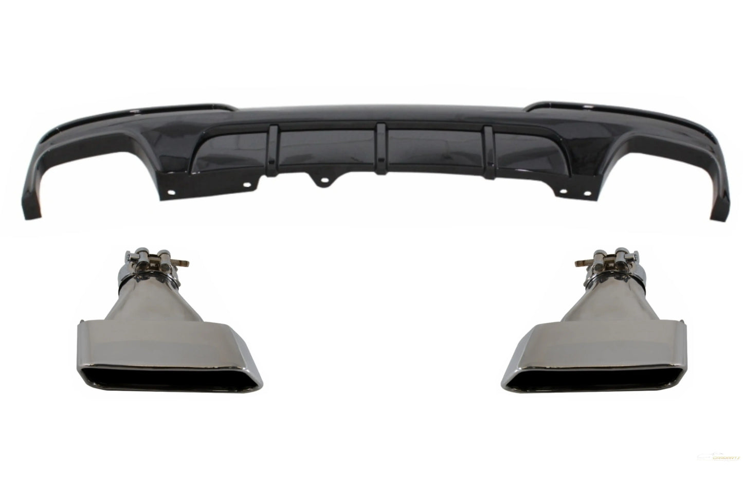 Doppelauslassluftdiffusor Passend Für BMW 5er F10 F11 (2011-2017) Mit Endschalldämpfer-Endrohren M-Performance Design Piano Black KITT