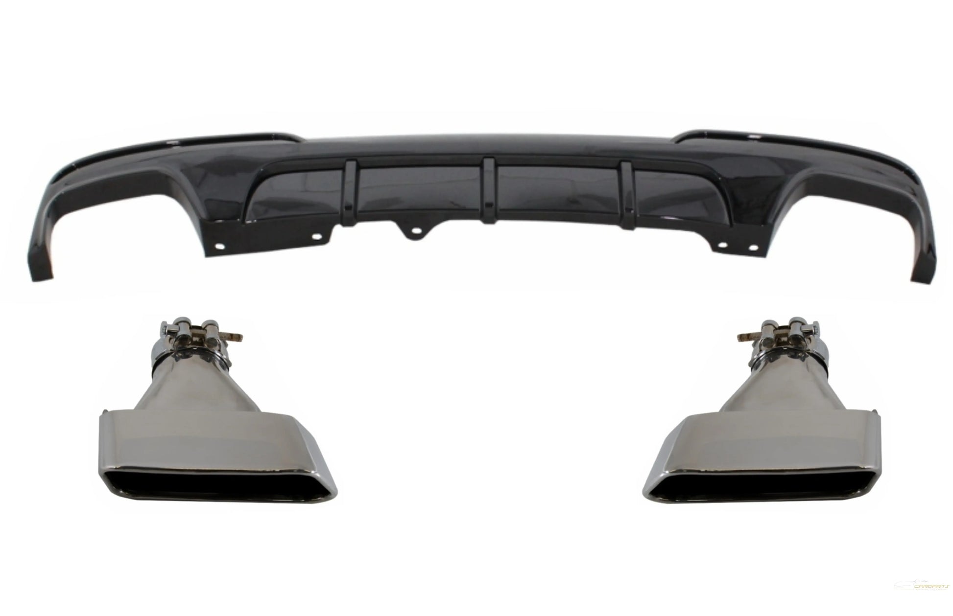 Doppelauslassluftdiffusor Passend Für BMW 5er F10 F11 (2011-2017) Mit Endschalldämpfer-Endrohren M-Performance Design Piano Black KITT