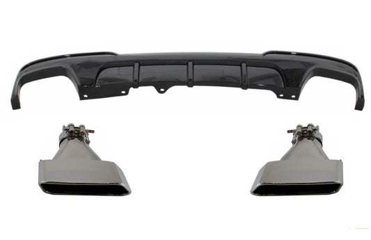Doppelauslassluftdiffusor Passend Für BMW 5er F10 F11 (2011-2017) Mit Endschalldämpfer-Endrohren M-Performance Design Piano Black KITT