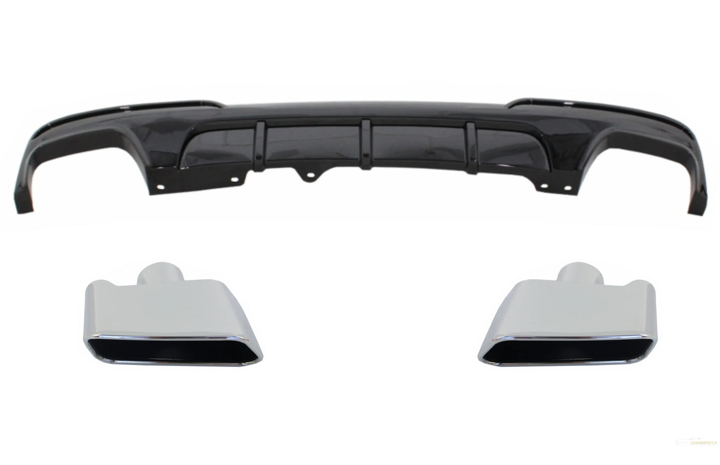 Doppelauslassluftdiffusor Passend Für BMW 5er F10 F11 (2011-2017) Mit Endschalldämpfer-Endrohren M-Performance Design Piano Black KITT
