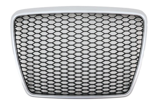 Emblemloser Kühlergrill Passend Für Audi A6 4f C6 (2004-2011) Honeycomb RS Design Silberumrandung KITT