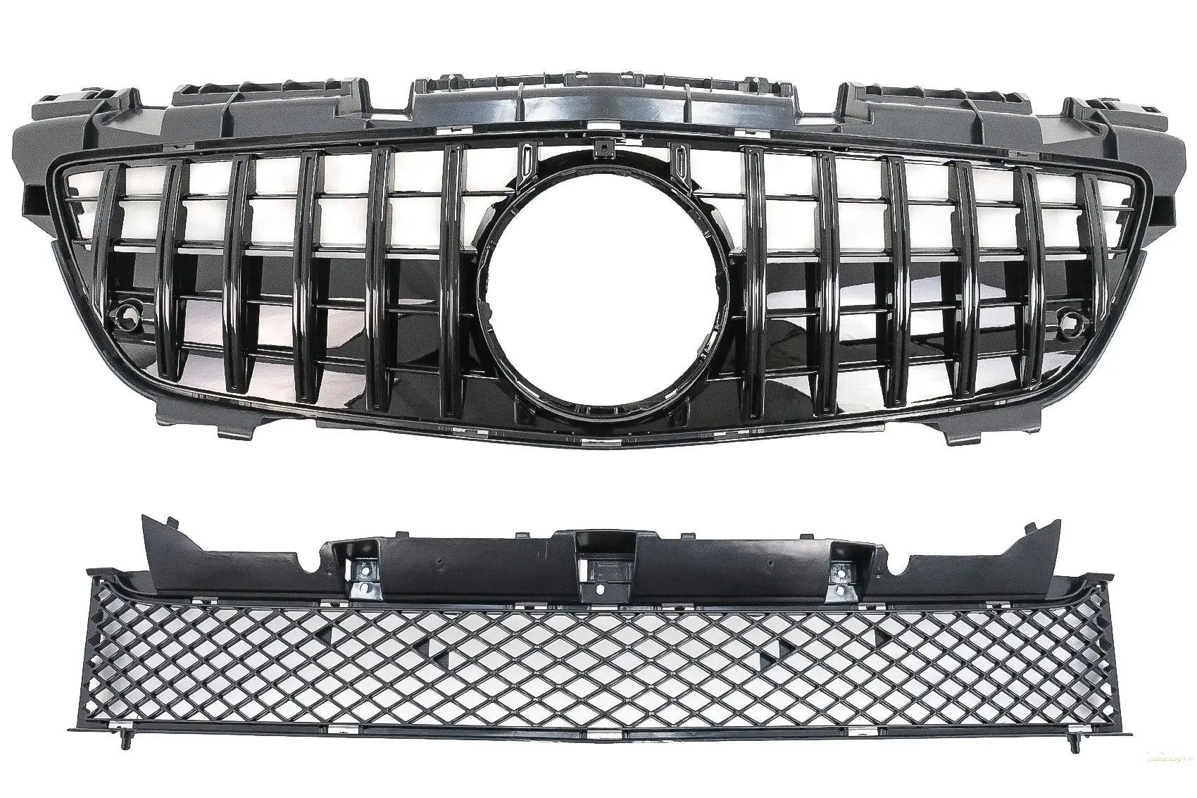 Frontgrill Mit Unterem Gitter Passend Für MercedeS SLK-Klasse R172 (2011-2015) GT-R Panamericana Design Schwarz KITT Specials