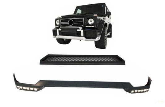 Frontschürze Mit LED-TFL-Verlängerung Und Oberer Spoilerlippe Passend Für Mercedes G-Klasse W463 (1989-2017) KITT