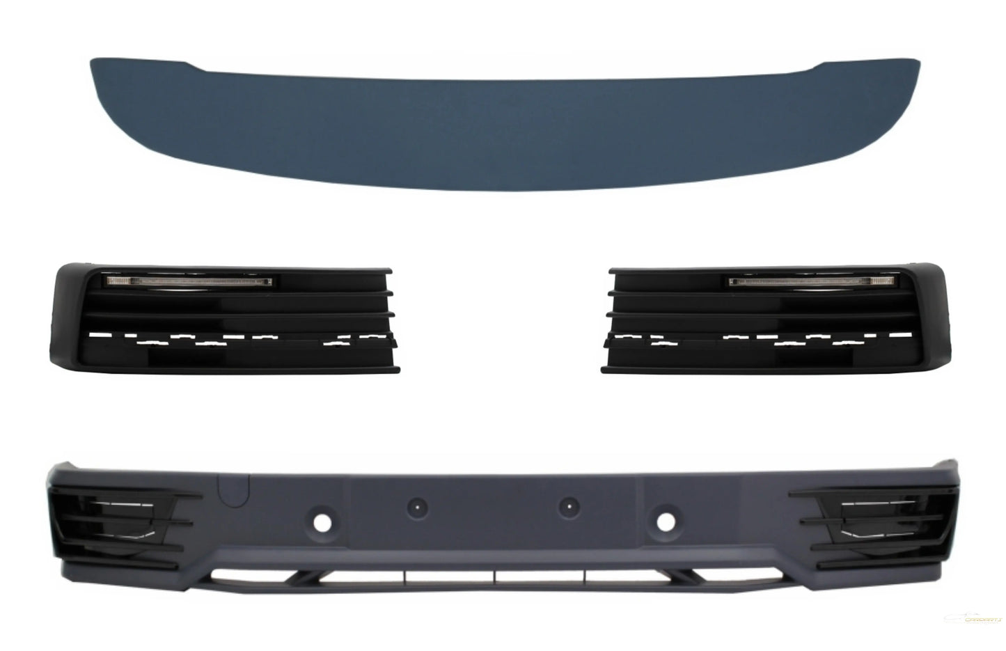 Frontschürzenaufsatzspoiler Mit LED Tagfahrlicht Und Dachspoiler Passend Für VW Transporter T6 (2016) Sportline Design KITT
