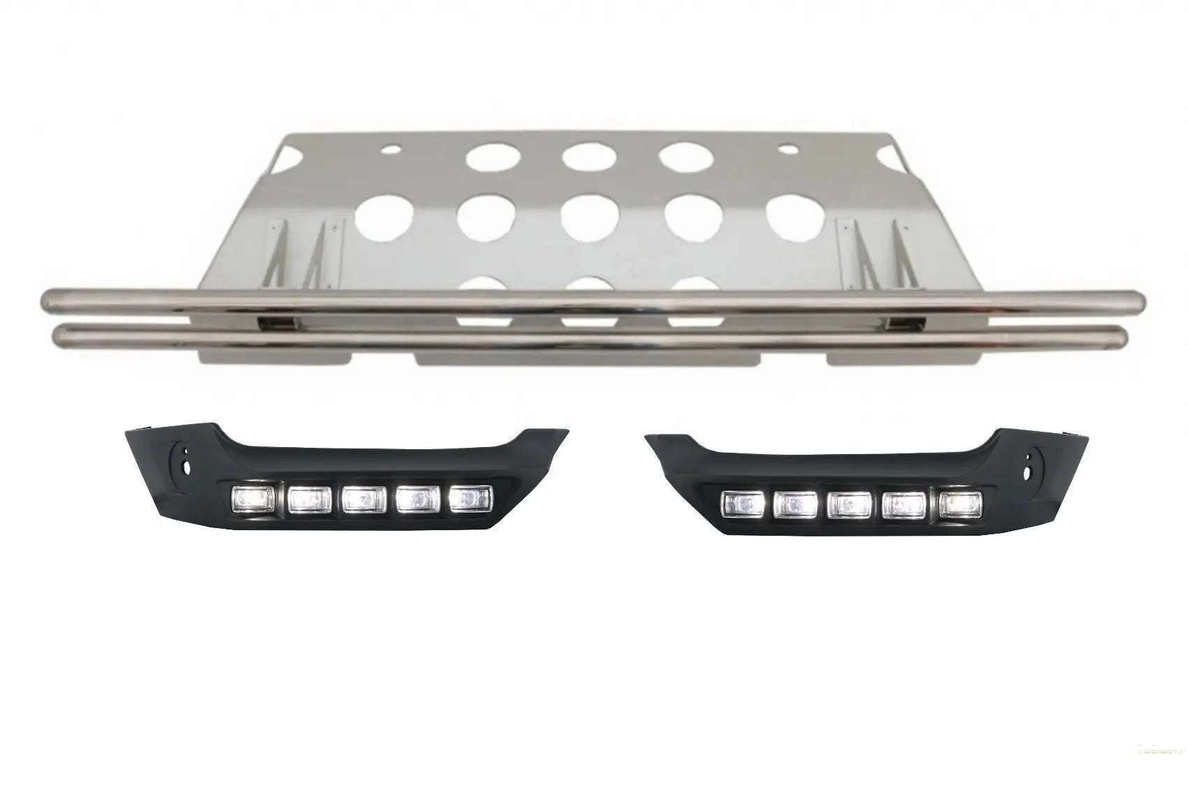 Frontschürzenspoiler LED Tagfahrlicht Verlängerung Unterfahrschutz Hinten Passend Für Mercedes W463 G-Klasse 89-17 KITT