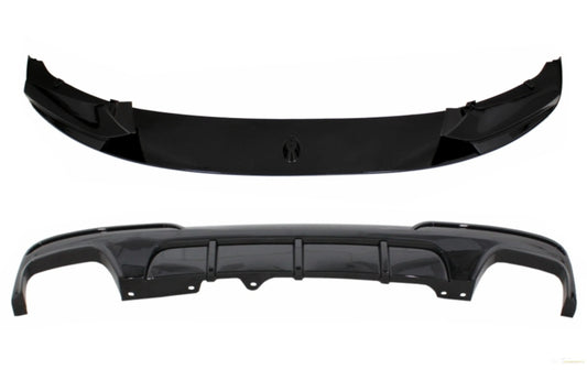 Frontschürzenspoilerlippe Passend Für BMW 5er F10 F11 (2011-2017) Mit Doppelauslassluftdiffusor M-Performance Piano Black KITT