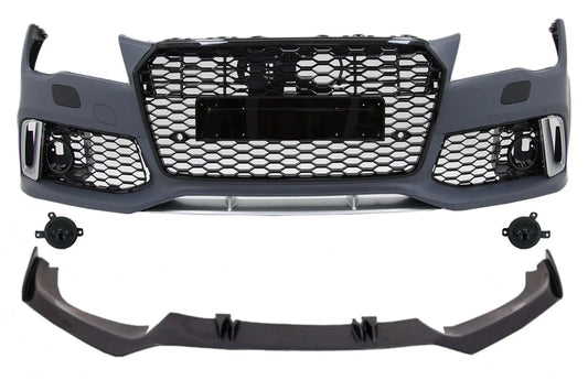 Frontstoßstange Mit Aufgesetzter Spoilerlippe Echtcarbon Passend Für Audi A7 4G Vorfacelift (2010-2014) RS7 Design KITT