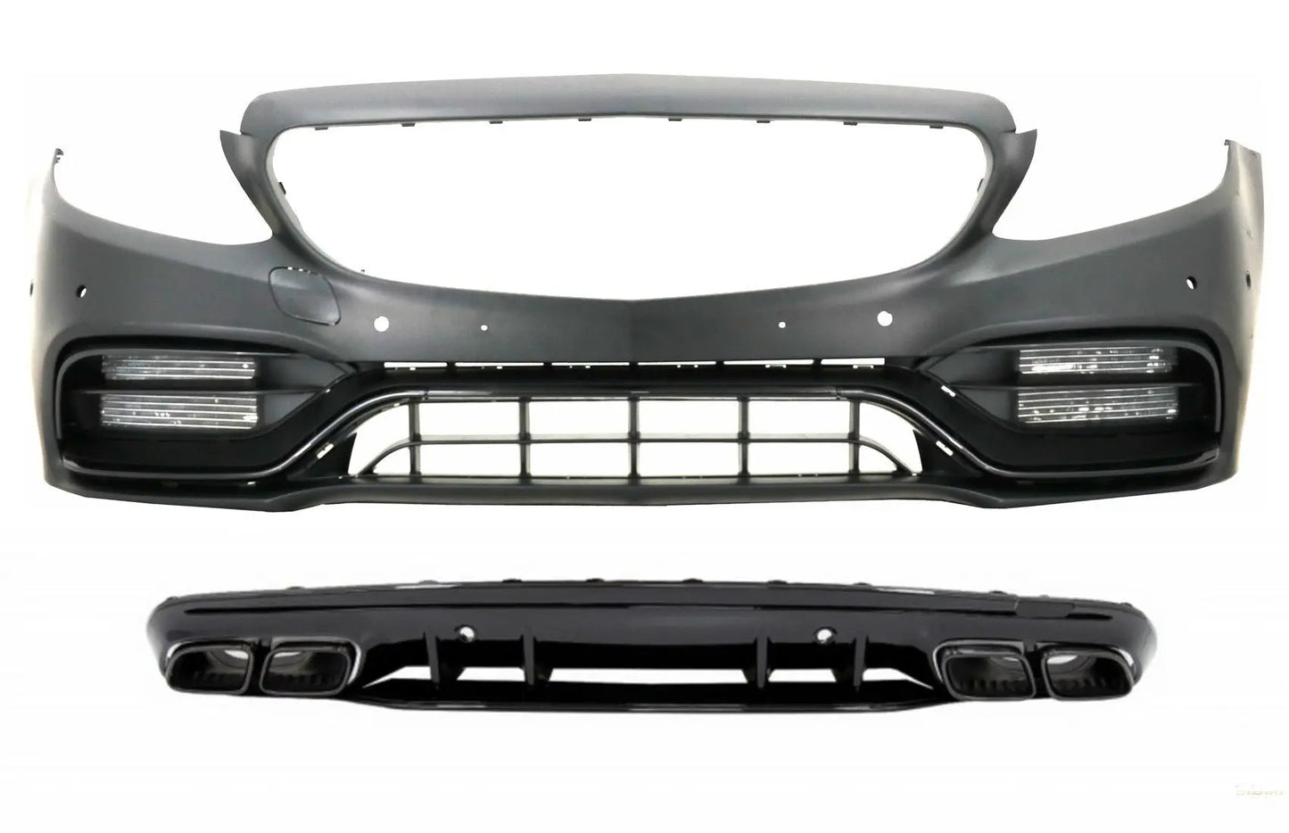 Frontstoßstange Mit Diffusor Und Schwarzen Spitzen Passend Für Mercedes C-Klasse W205 S205 AMG Sport Line (2014-2020) C63s Design KITT