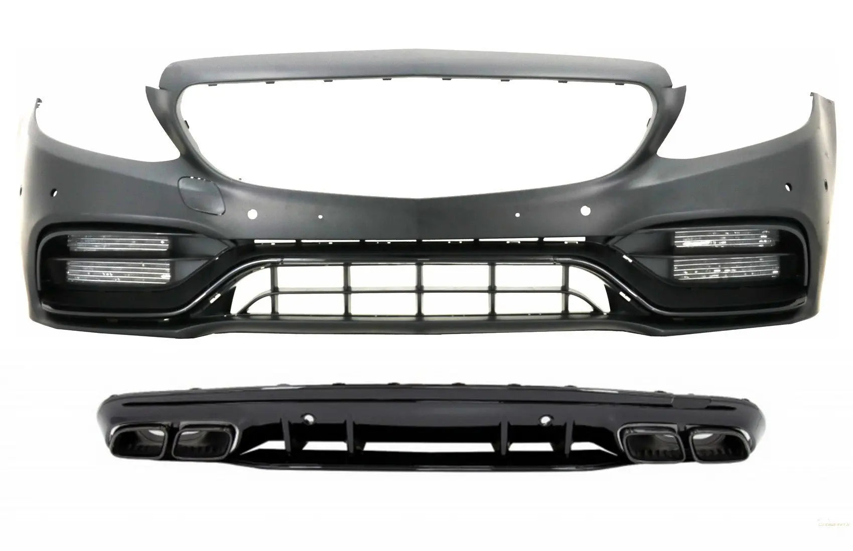 Frontstoßstange Mit Diffusor Und Schwarzen Spitzen Passend Für Mercedes C-Klasse W205 S205 AMG Sport Line (2014-2020) C63s Design KITT