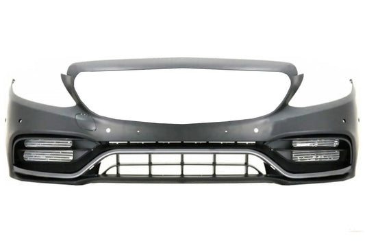 Frontstoßstange Mit Diffusor Und Silbernen Spitzen Passend Für Mercedes C-Klasse W205 S205 AMG Sport Line (2014-2020) C63s Design KITT Specials