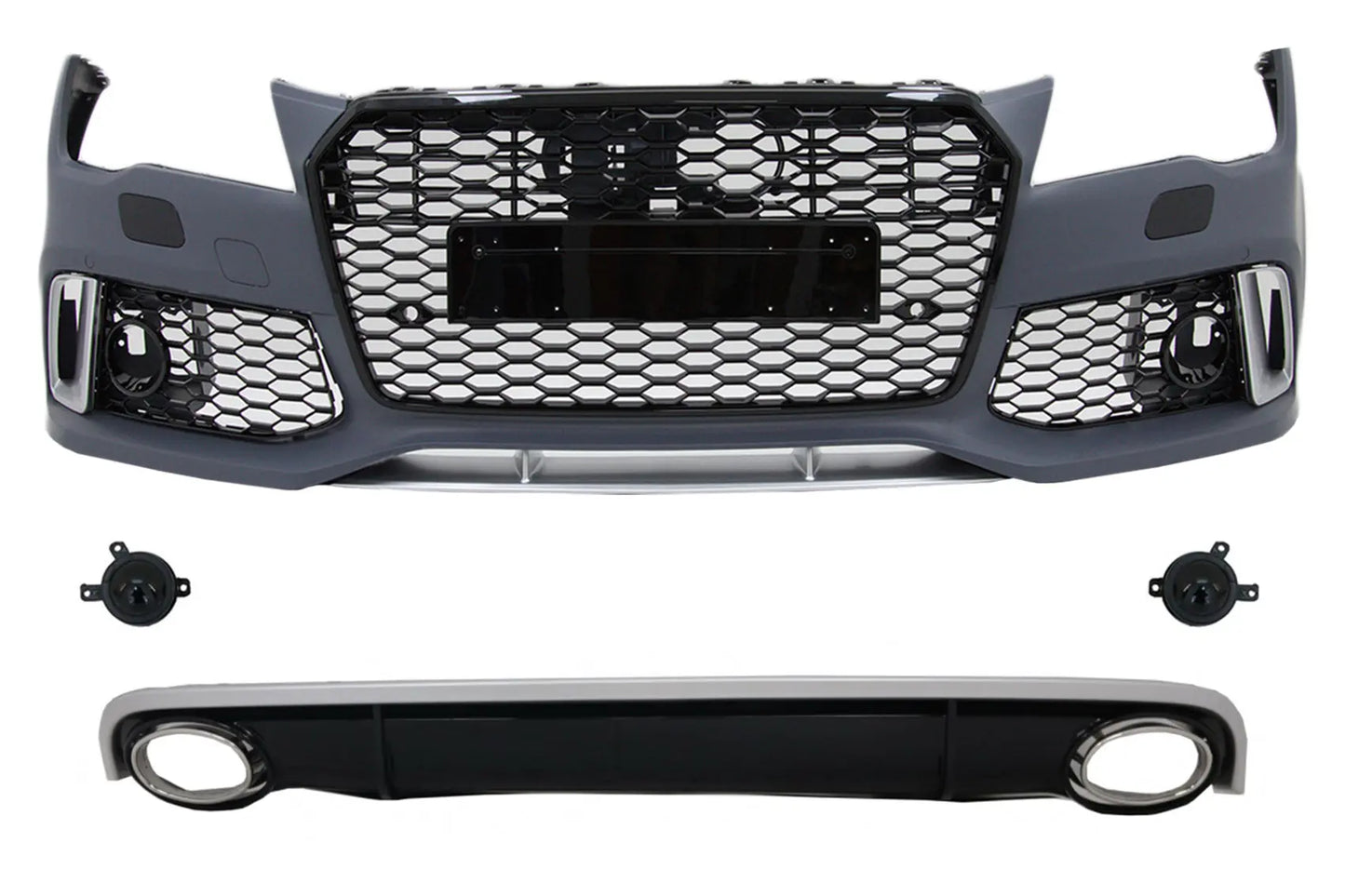 Frontstoßstange Mit Diffusor & Endrohren Passend Für Audi A7 4G Pre-Facelift (2010-2014) RS7 Design KITT