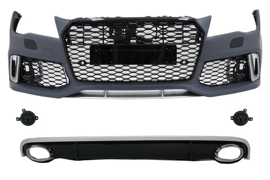 Frontstoßstange Mit Diffusor & Endrohren Passend Für Audi A7 4G Pre-Facelift (2010-2014) RS7 Design KITT