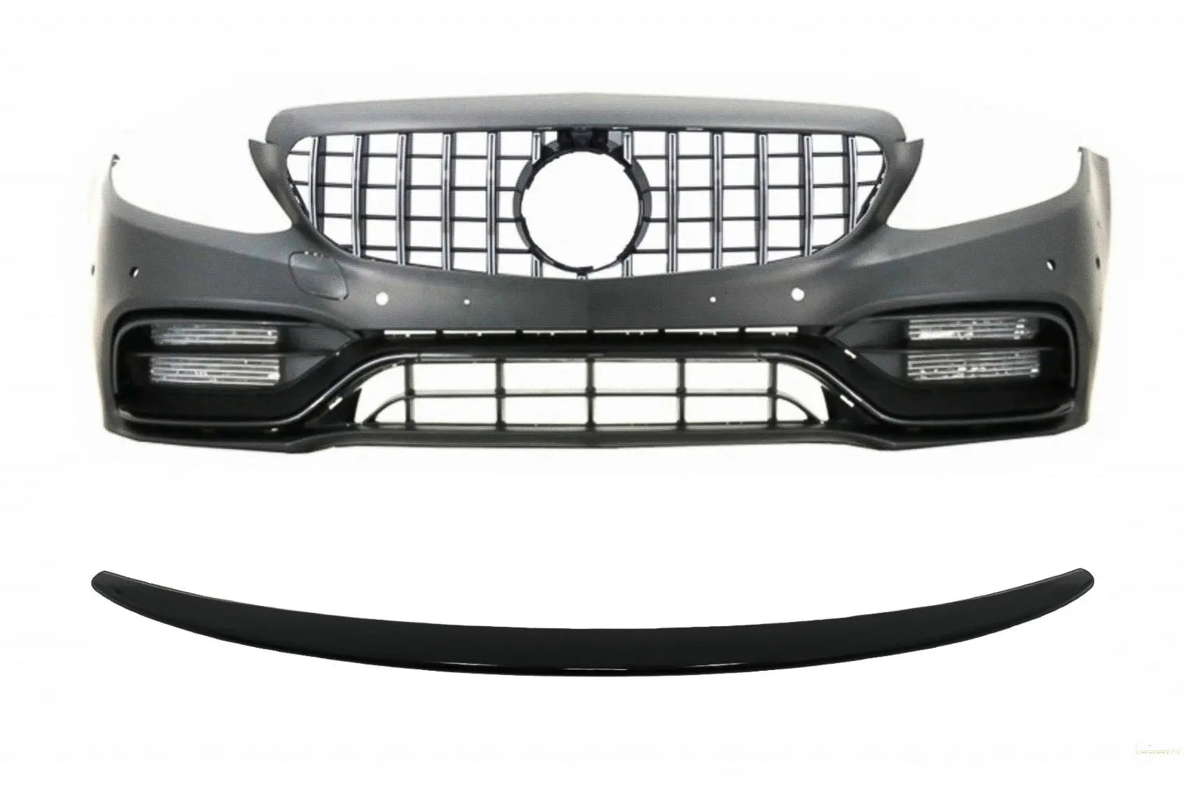 Frontstoßstange Mit Kühlergrill Chrom Und Kofferraumspoiler Piano Black Passend Für Mercedes C-Klasse C205 (2014-2018) C63 Design KITT