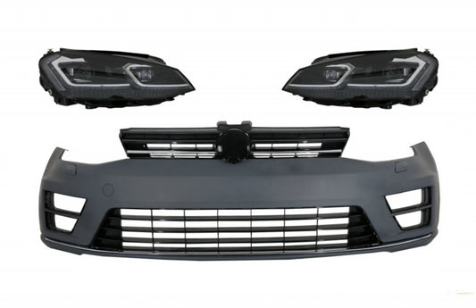 Frontstoßstange Mit LED-Scheinwerfern Bi-Xenon Sequentielle Dynamische Blinker Passend Für VW Golf VII 7 (2013-2017) Facelift G7.5 R-Line Look KITT