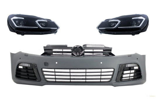 Frontstoßstange Mit LED-Scheinwerfern Fließende Dynamische Blinker Passend Für VW Golf VI 6 Mk6 (2008-2013) R20 Design Mit PDC KITT