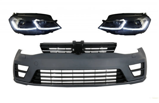 Frontstoßstange Mit RHD LED-Scheinwerfern Sequentielle Dynamische Blinker Geeignet Für VW Golf VII 7 (2013-2017) R-Line-Look KITT