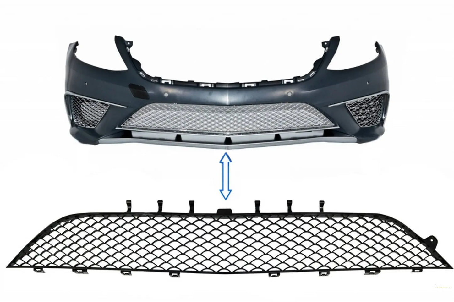 Frontstoßstange Mittleres Unteres Gitter Passend Für Mercedes S-Klasse W222 (2013-2017) S63 Design Piano Black KITT