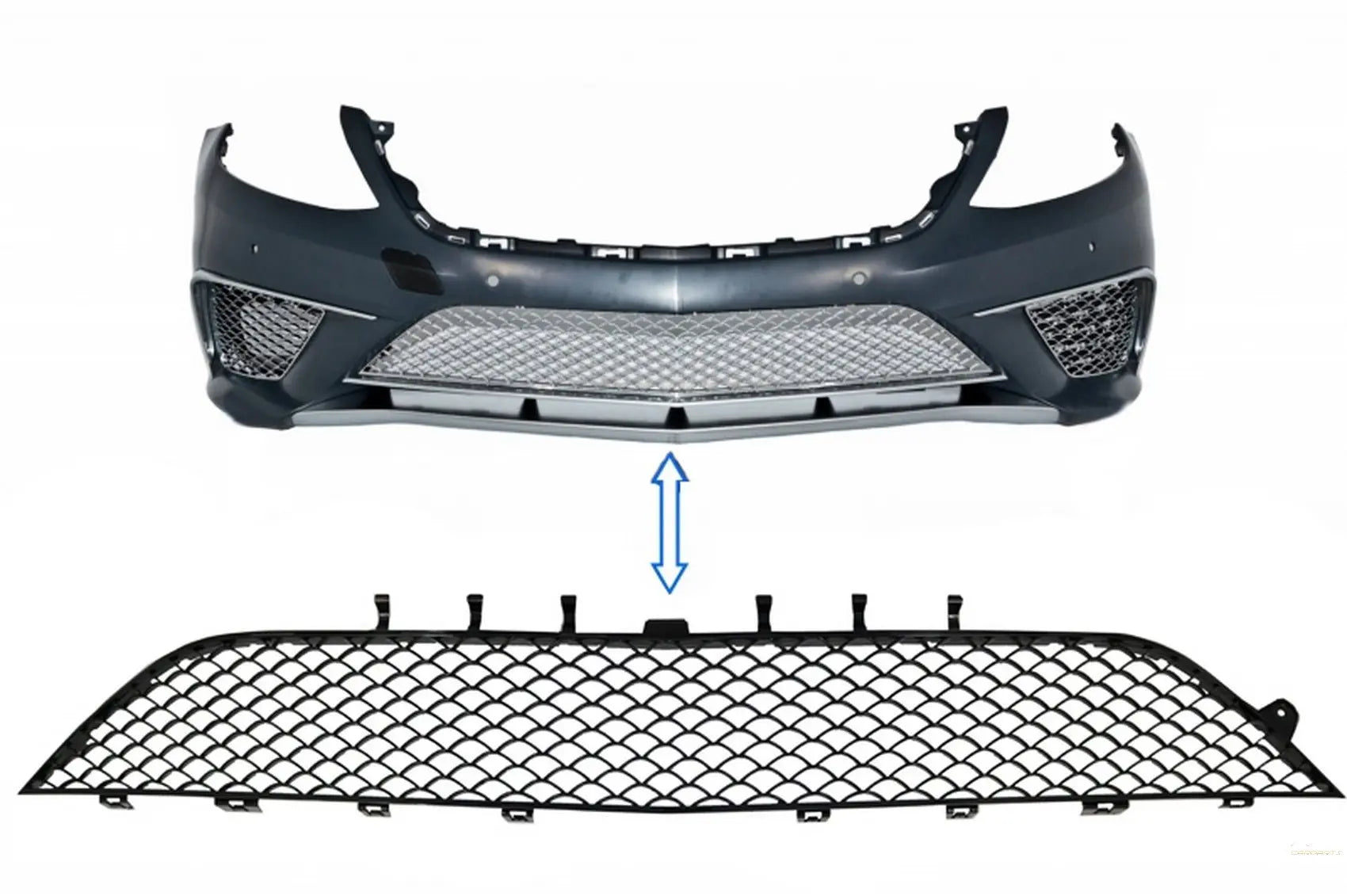 Frontstoßstange Mittleres Unteres Gitter Passend Für Mercedes S-Klasse W222 (2013-2017) S63 Design Piano Black KITT