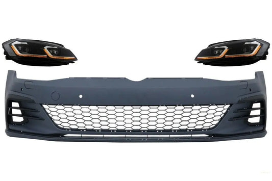 Frontstoßstange Passend Für VW Golf VII 7.5 (2017-2020) Und LED-Scheinwerfer Sequentielle Dynamische Blinker GTI Look RHD KITT
