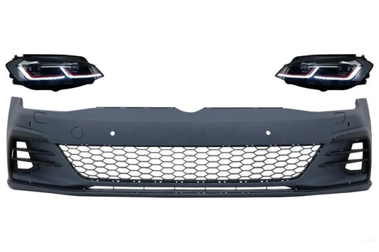 Frontstoßstange Passend Für VW Golf VII 7.5 (2017-2020) Und LED-Scheinwerfer Sequentielle Dynamische Blinker Im GTI-Look KITT