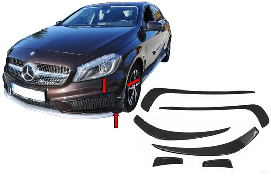 Frontstoßstange Splitter Finnen Brauen Aero Passend Für Mercedes Benz W176 A-Klasse (2012-08/2015) A45 A-Design 6 Stück KITT
