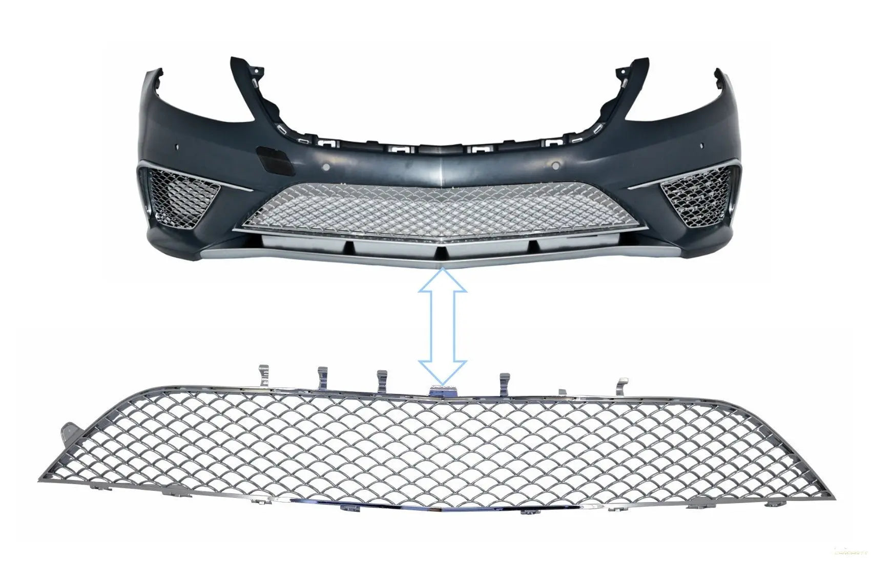 Frontstoßstange Verchromter Mittlerer Unterer Kühlergrill Passend Für Mercedes S-Klasse W222 (2013-2017) S65 Design KITT