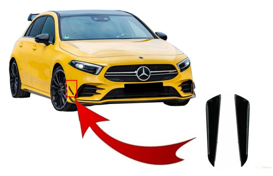 Frontstoßstangenklappen Seitenflossenklappen Passend Für Mercedes A-Klasse W177 V177 (04.2018) A35 Design Black Edition KITT