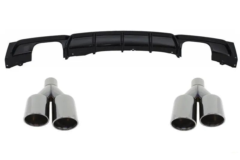 Heckdiffusor Doppelauslass Brilliant Black Edition Mit Endrohrblenden M-Power Schwarz Passend Für BMW 3er F30 F31 (2011) M Performance Design KITT