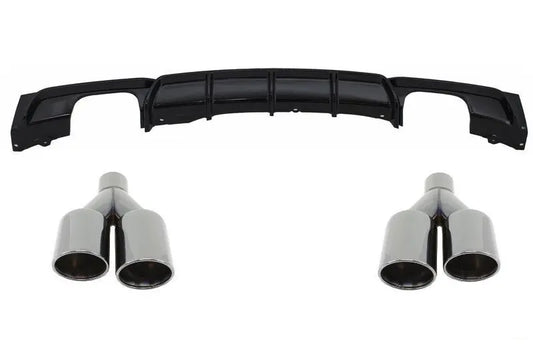 Heckdiffusor Doppelauslass Brilliant Black Edition Mit Endrohrblenden M-Power Schwarz Passend Für BMW 3er F30 F31 (2011) M Performance Design KITT