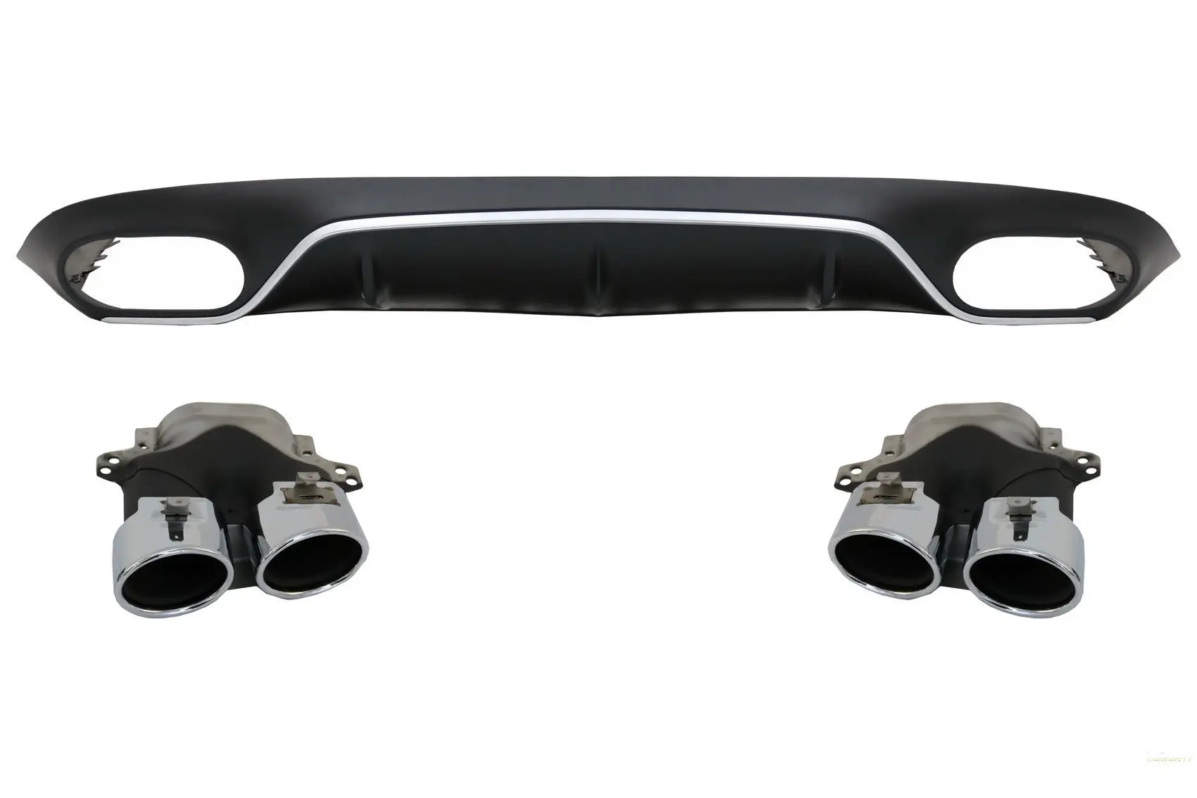 Heckdiffusor Mit Endrohrblenden Und Zentralgitter Chrom Schwarz Passend Für Mercedes E-Klasse C238 A238 AMG Sport Line (2016+) E53 E63 Design KITT