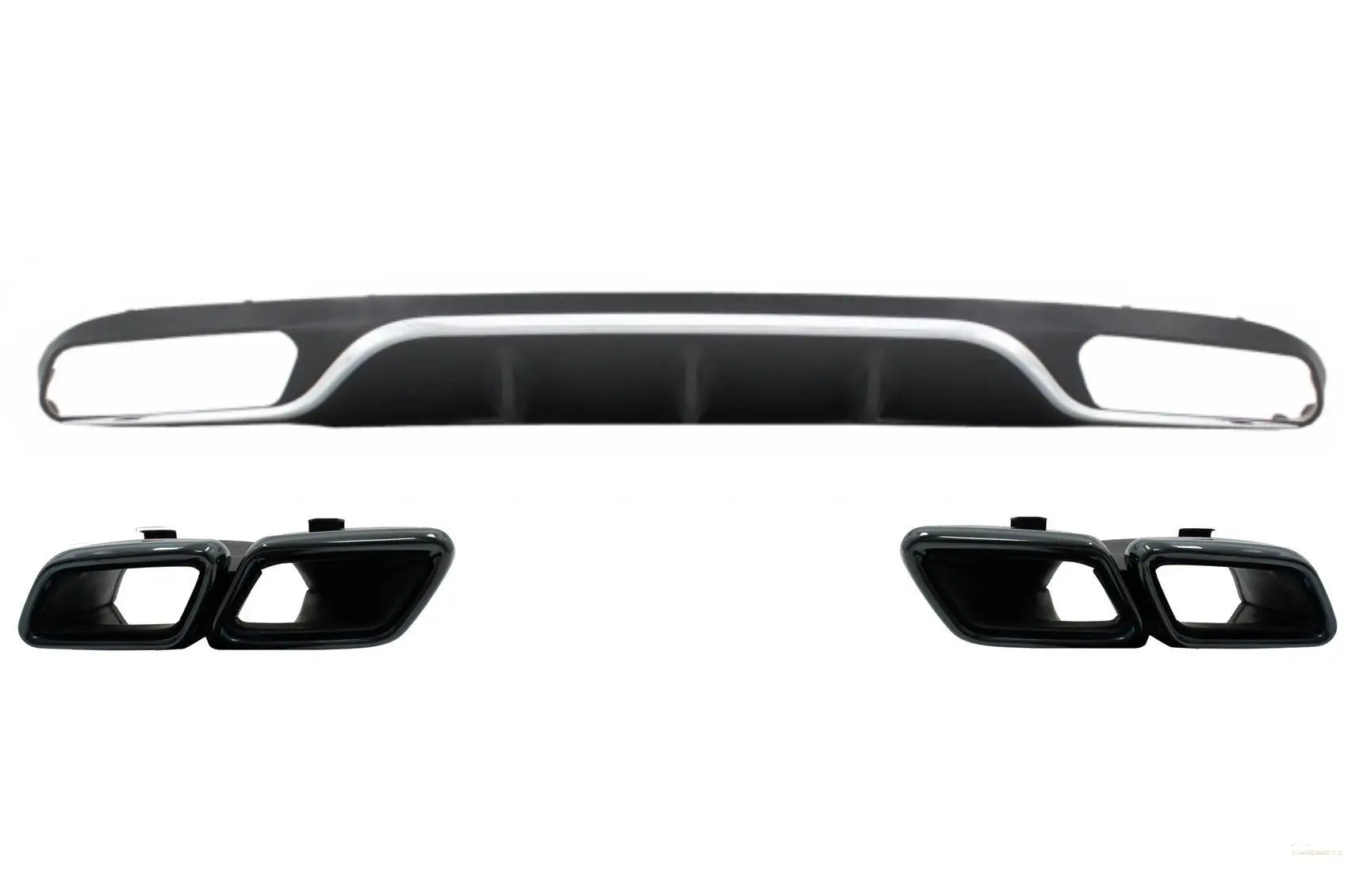 Heckdiffusor Mit Endschalldämpfer Passend Für Mercedes E-Klasse W213 S213 Standard (2016-2019) E63 Design Schwarz KITT