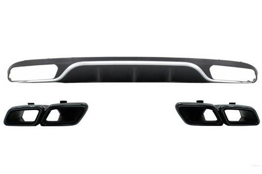 Heckdiffusor Mit Endschalldämpfer Passend Für Mercedes E-Klasse W213 S213 Standard (2016-2019) E63 Design Schwarz KITT
