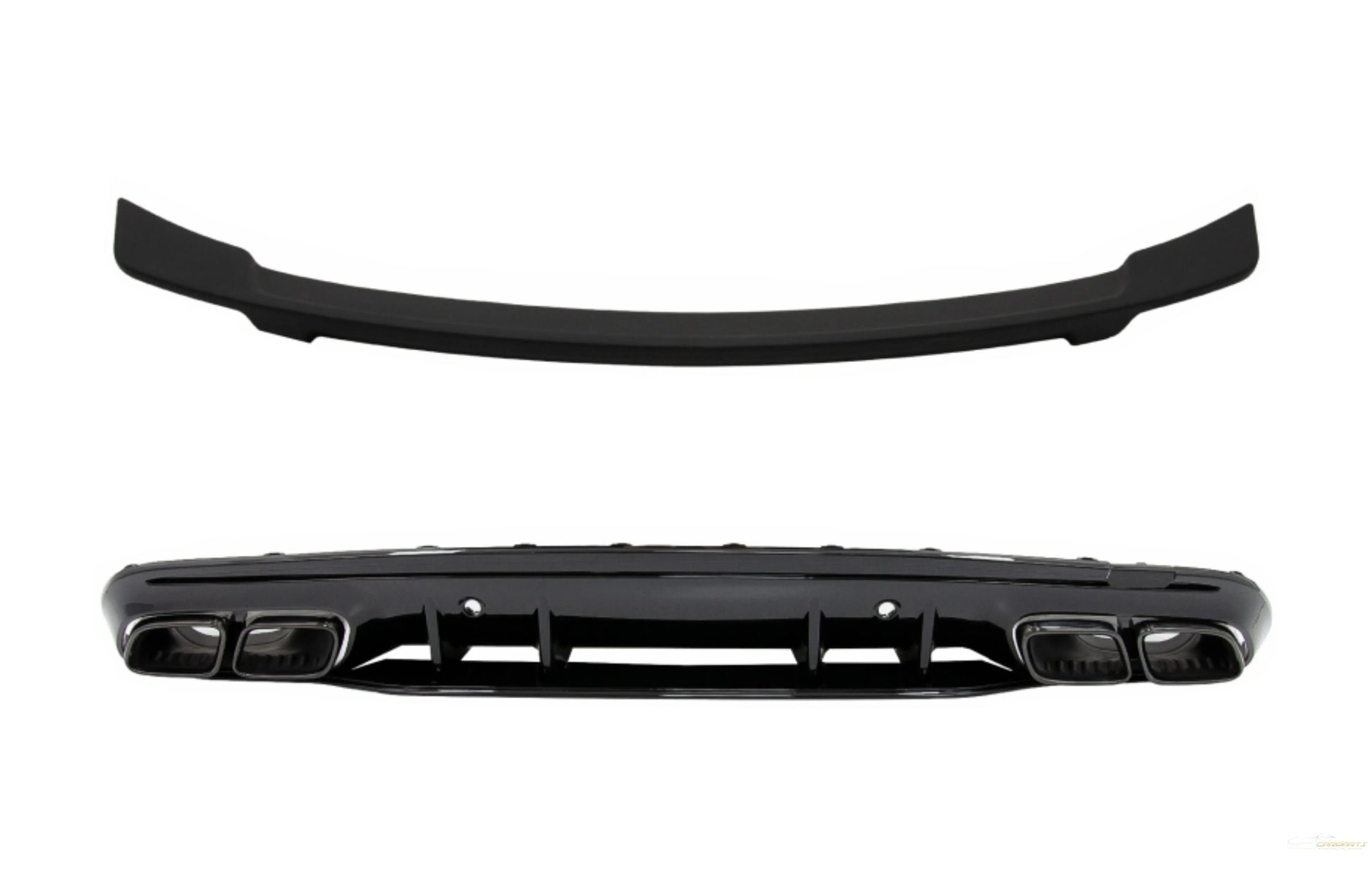 Heckdiffusor Mit Schwarzen Spitzen Und Kofferraumspoiler Passend Für Mercedes C-Klasse W205 (2014-2020) C63s GTs Design Nur Für AMG Sport Line KITT