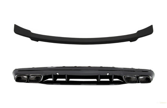Heckdiffusor Mit Schwarzen Spitzen Und Kofferraumspoiler Passend Für Mercedes C-Klasse W205 (2014-2020) C63s GTs Design Nur Für AMG Sport Line KITT