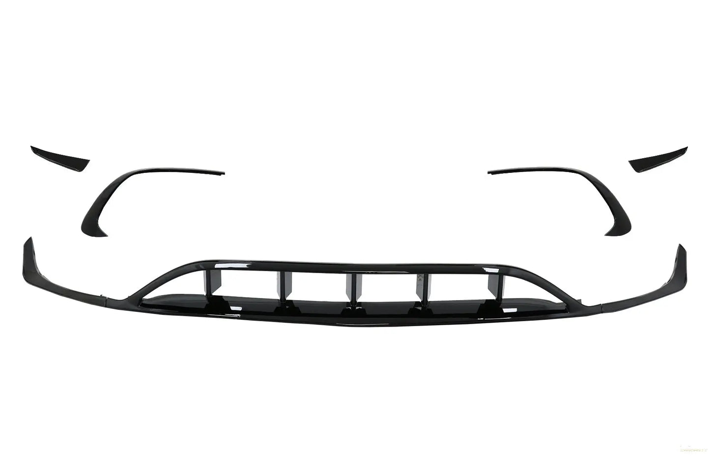 Heckdiffusor & Endrohre Endrohr Mit Splitter Finnen Aero Passend Für Mercedes A-Klasse W176 (2015-2018) Sport Pack All Black KITT