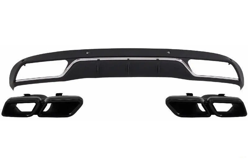 Heckdiffusor & Endrohre Passend Für Mercedes C-Klasse W205 S205 (2014-2018) C63 Design Schwarz Paket Nur Für Serienstoßstange KITT