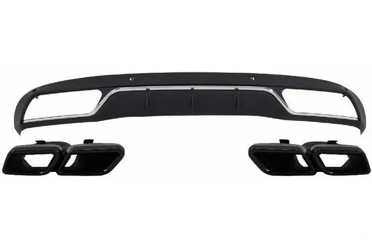 Heckdiffusor & Endrohre Passend Für Mercedes C-Klasse W205 S205 (2014-2018) C63 Design Schwarz Paket Nur Für Serienstoßstange KITT