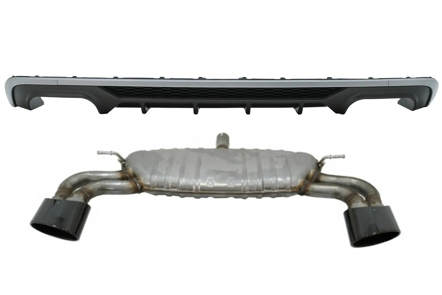 Heckschürze Diffusor Mit Abgasanlage Schwarz Passend Für Audi A3 8V Facelift Fließheck Sportback (2016-2019) Standardstoßstange (Se) S3 Design KITT
