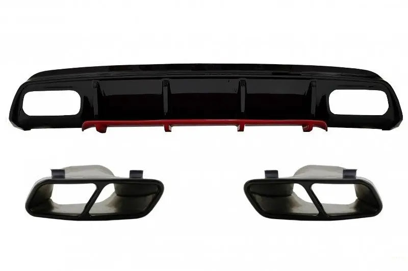 Heckschürze Diffusor Mit Endschalldämpfer Passend Für Mercedes W176 A-Klasse (2012-2018) A45 Facelift Design Red Edition KITT