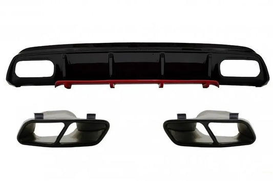 Heckschürze Diffusor Mit Endschalldämpfer Passend Für Mercedes W176 A-Klasse (2012-2018) A45 Facelift Design Red Edition KITT