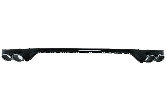 Heckschürze Spoiler Volant Diffusor Doppelauslass Passend Für Audi Q8 S-Line (2018-) Silberne Spitzen KITT