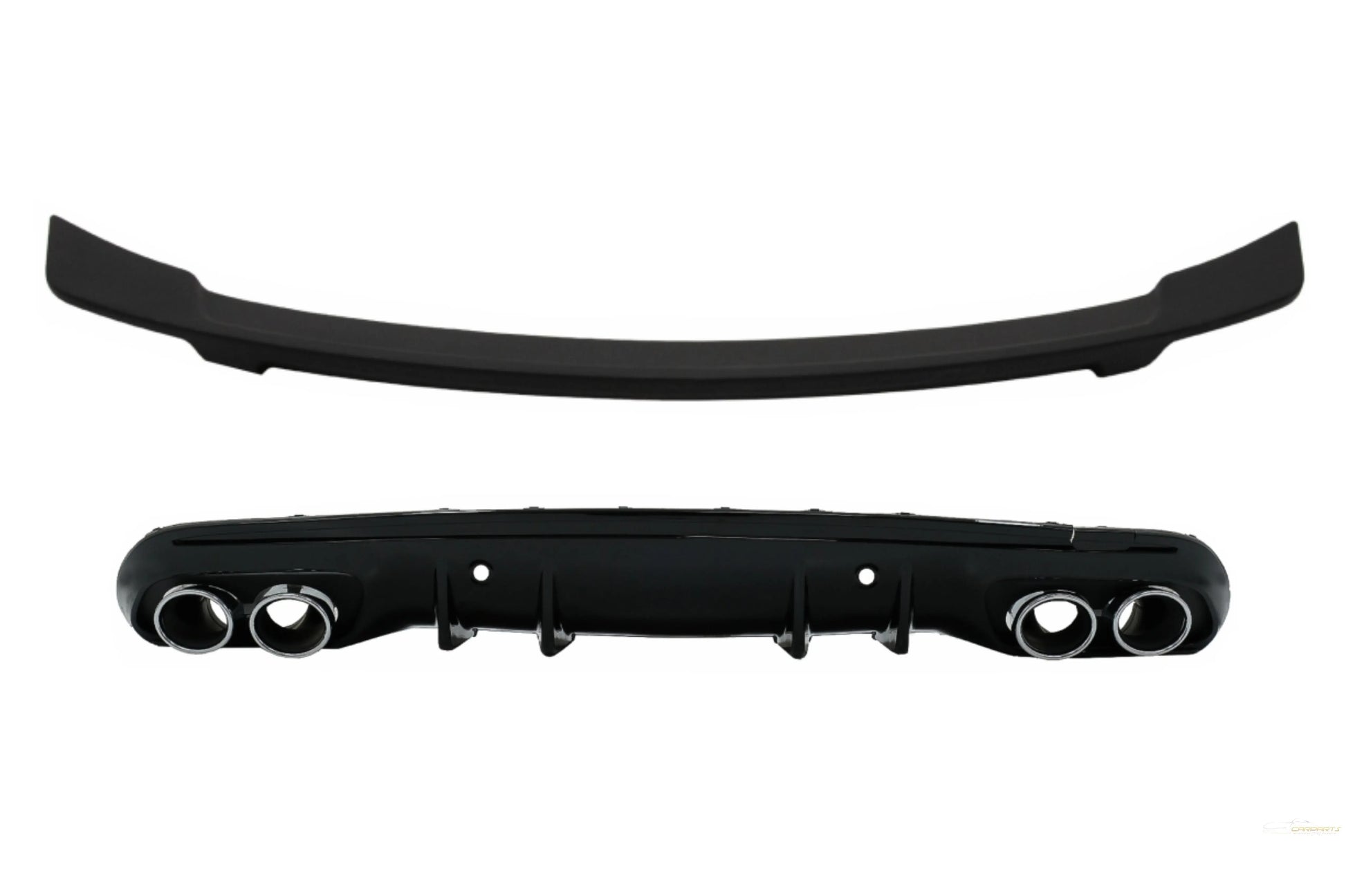 Heckschürzendiffusor Mit Endschalldämpfer Und Heckspoiler Mattschwarz Passend Für Mercedes C-Klasse W205 S205 AMG Sport Line (2014-2020) C43 Design KITT