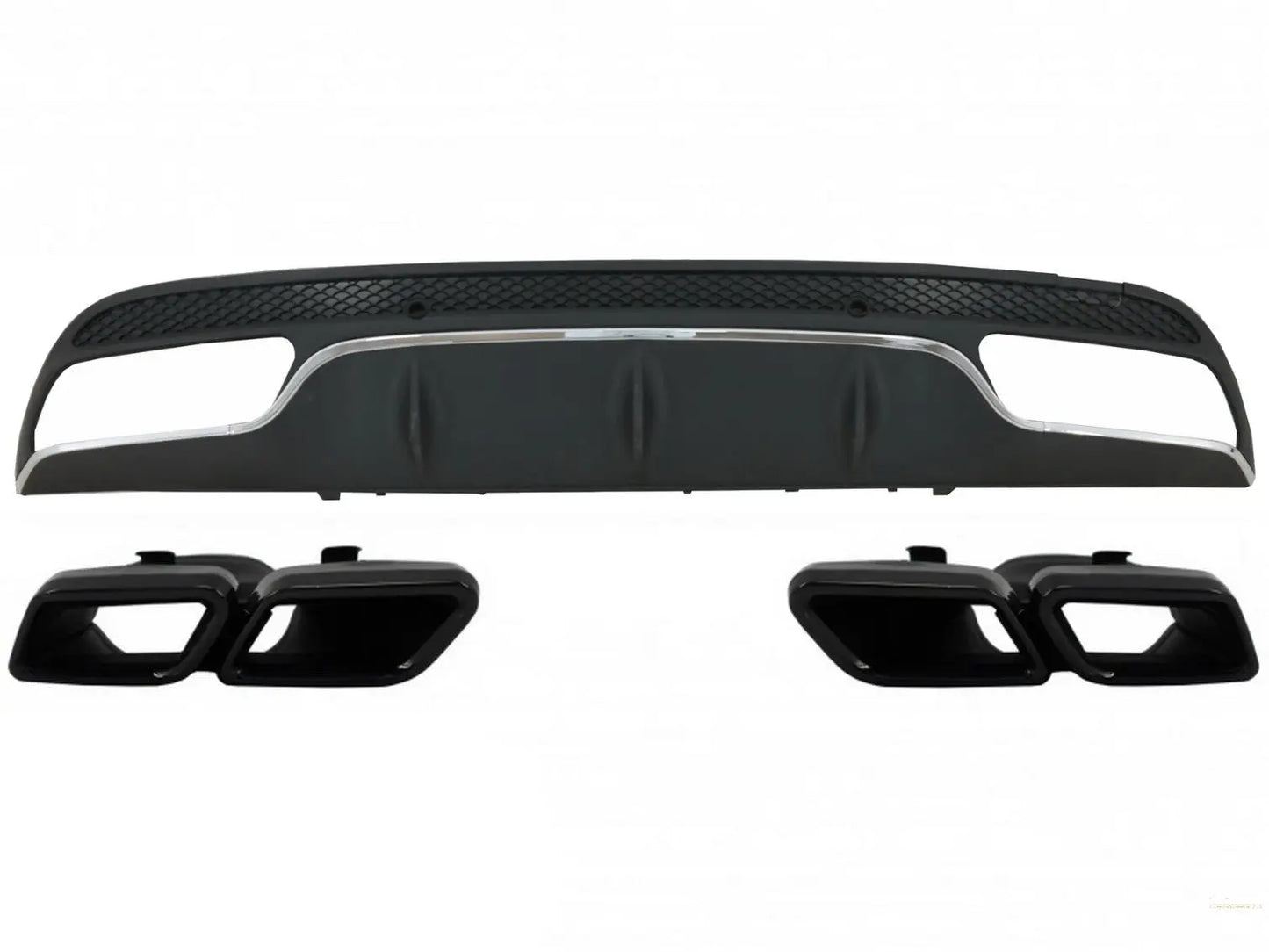 Heckschürzendiffusor Passend Für Mercedes C-Klasse W205 S205 (2014-2020) C63 Design Mit Schwarzen Endrohren Nur Für Sportpaket KITT