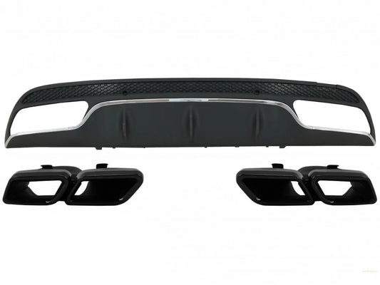 Heckschürzendiffusor Passend Für Mercedes C-Klasse W205 S205 (2014-2020) C63 Design Mit Schwarzen Endrohren Nur Für Sportpaket KITT