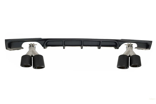 Heckschürzendiffusor Twin Double Outlet Mit Endrohrblenden Kohlefaser Matt Passend Für BMW 3er F30 F31 (2011) M Design KITT