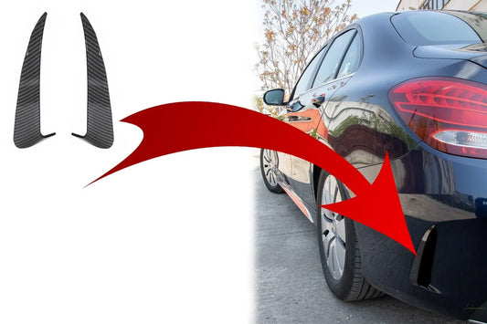 Heckschürzenklappen Seitenfinnen Flics Passend Für Mercedes C-Klasse W205 (2014-2020) Carbonfolie KITT