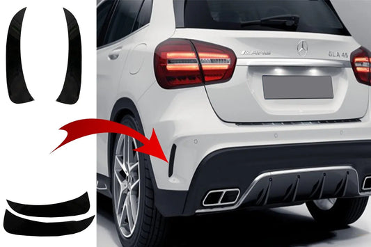 Heckschürzenklappen Seitenfinnen Flics Passend Für Mercedes GLA X156 GLA250 GLA45 (2014-Up) Black Edition KITT Specials
