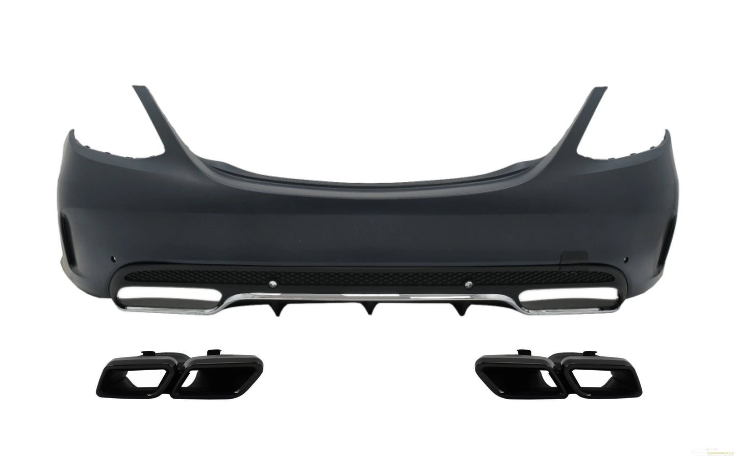 Heckstoßstange Mit Auspuffblenden Schwarz Passend Für Mercedes C-Klasse W205 Limousine (2014-2020) C63 Design KITT